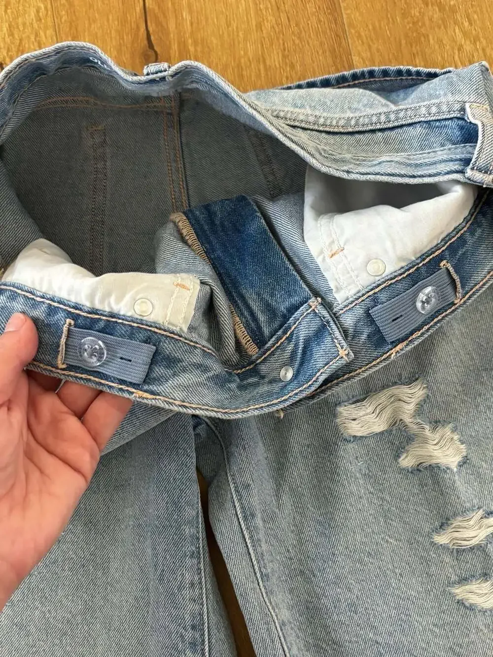 Old Navy Girls Mid-Rise Built-In Tough Distressed Denim Bermuda Shorts Size 18